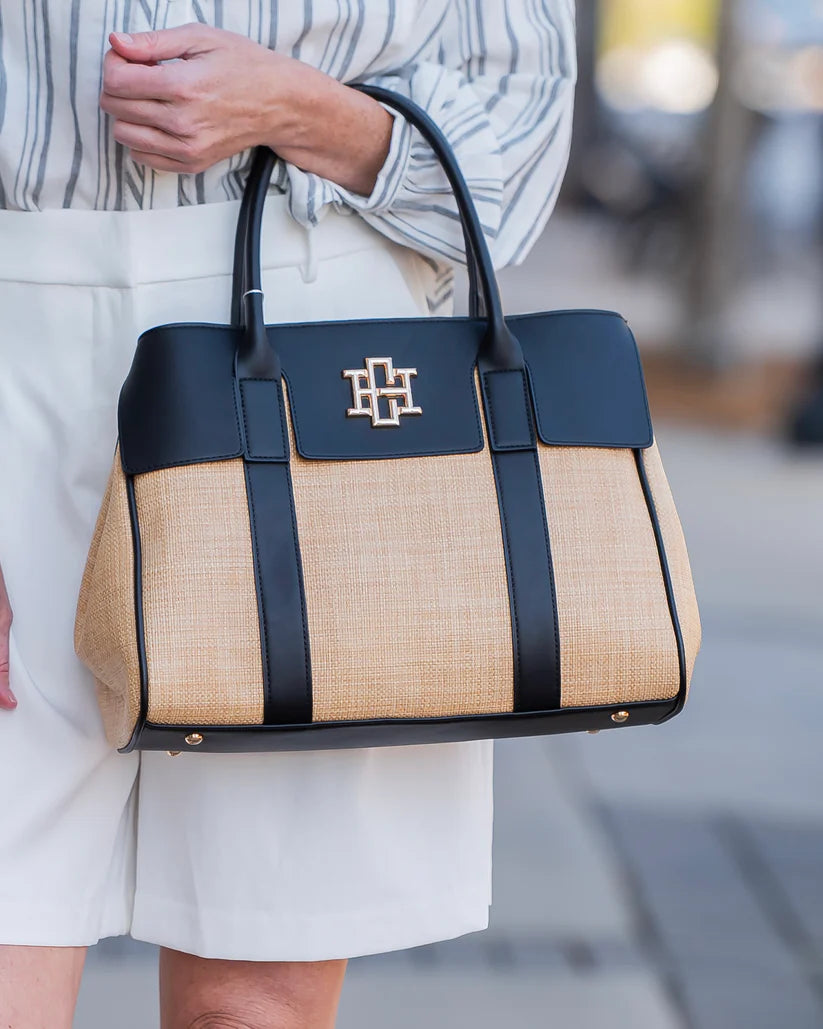 Augusta Handbag Natural Black-Handbags-Caroline Hill-LouisGeorge Boutique, Women’s Fashion Boutique Located in Trussville, Alabama