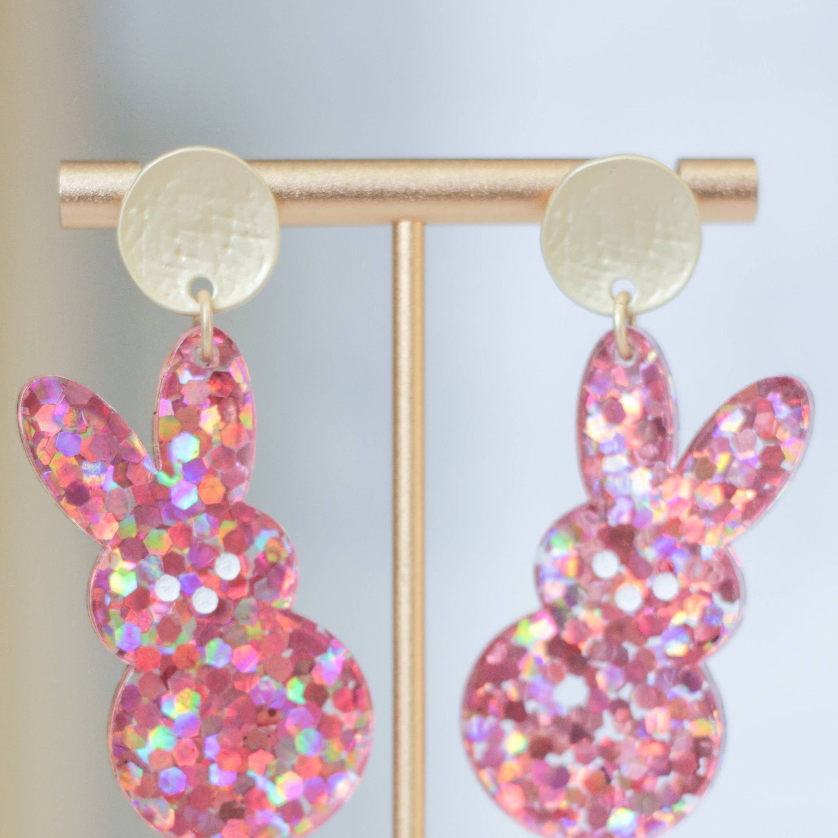 Pink Confetti Glitter Peep Earrings-Earrings-WMG-LouisGeorge Boutique, Women’s Fashion Boutique Located in Trussville, Alabama