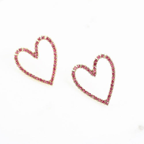 Just a Crush Pink & Gold Heart Earrings-Earrings-LouisGeorge Boutique-LouisGeorge Boutique, Women’s Fashion Boutique Located in Trussville, Alabama