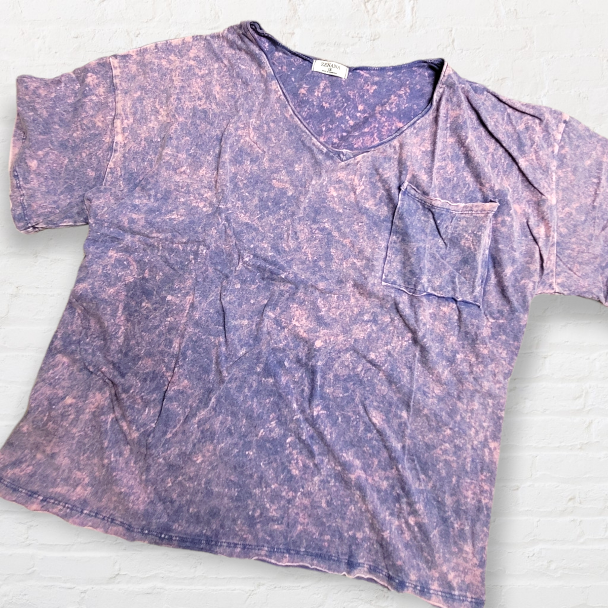 Acid Wash Boyfriend Box Tee V-neck - Purple - Plus-Apparel-Zenana-LouisGeorge Boutique, Women’s Fashion Boutique Located in Trussville, Alabama