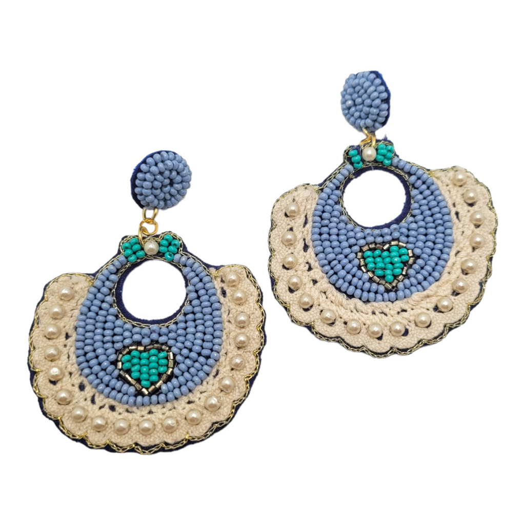 Blue Bib & Pearl Earrings-Earrings-louisgeorgeboutique-LouisGeorge Boutique, Women’s Fashion Boutique Located in Trussville, Alabama
