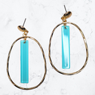 Gold & Blue Oval Bar Earrings-Earrings-louisgeorgeboutique-LouisGeorge Boutique, Women’s Fashion Boutique Located in Trussville, Alabama