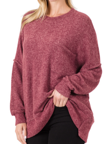 Brushed Melange Drop Shoulder Sweater - Regular-Apparel-LouisGeorge Boutique-LouisGeorge Boutique, Women’s Fashion Boutique Located in Trussville, Alabama