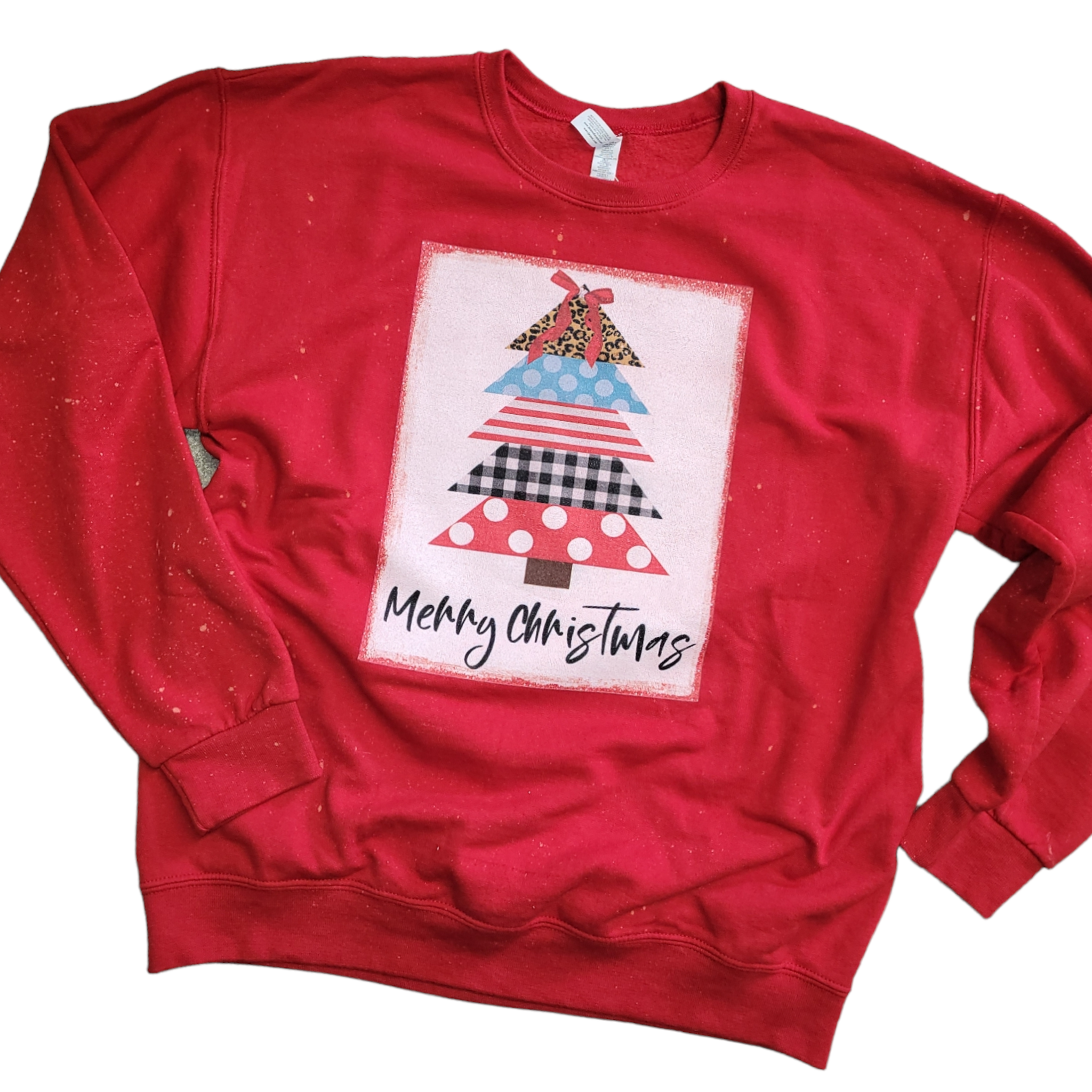 Merry Christmas Geo Tree Spritz Sweatshirt-LouisGeorge Boutique-LouisGeorge Boutique, Women’s Fashion Boutique Located in Trussville, Alabama