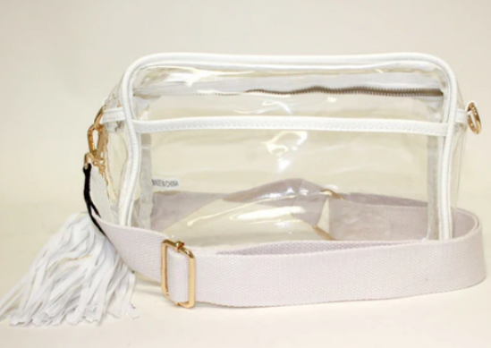 Gameday Clear Crossbody w/Guitar Strap & Tassel - Gold