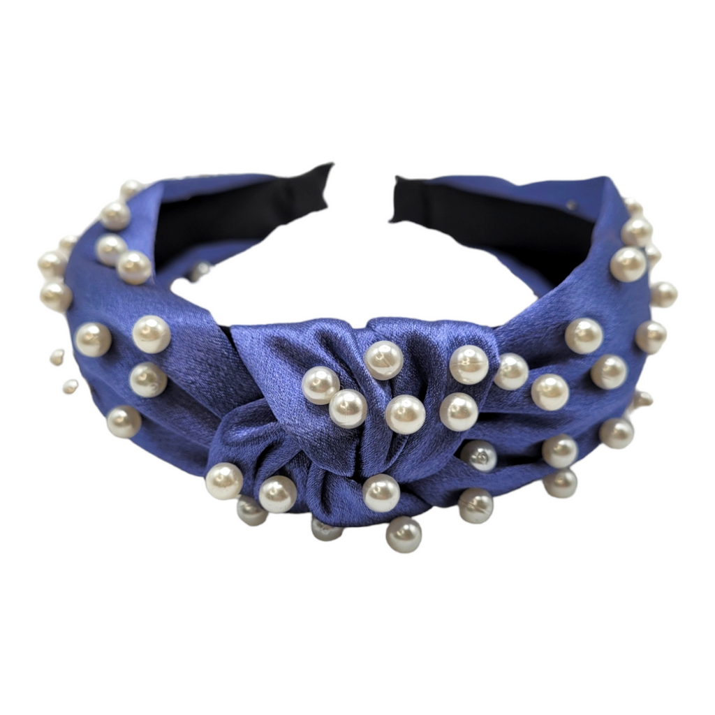 Blue Pearl Embellished Top Knot Headband-Accessories-louisgeorgeboutique-LouisGeorge Boutique, Women’s Fashion Boutique Located in Trussville, Alabama