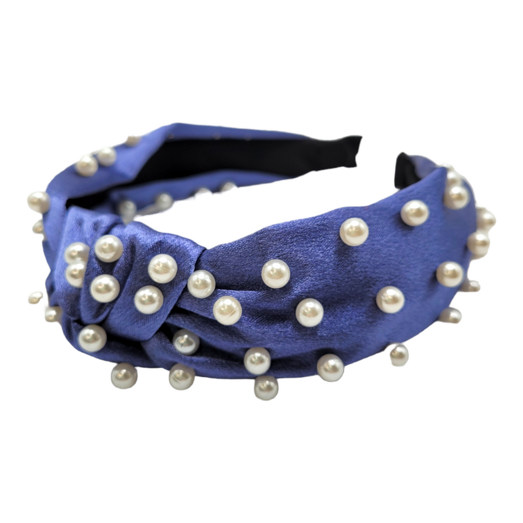 Blue Pearl Embellished Top Knot Headband-Accessories-louisgeorgeboutique-LouisGeorge Boutique, Women’s Fashion Boutique Located in Trussville, Alabama
