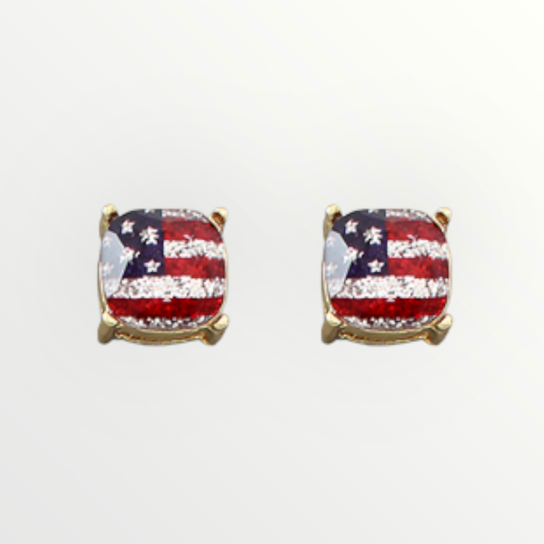 USA Flag Glitter Stud Earrings-Earrings-LouisGeorge Boutique-LouisGeorge Boutique, Women’s Fashion Boutique Located in Trussville, Alabama