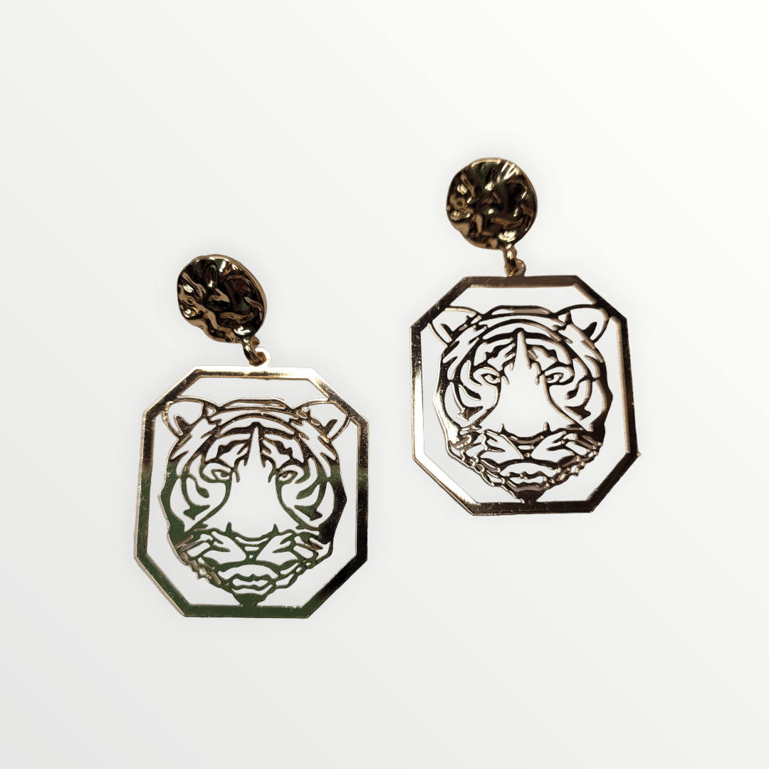 Gold Tiger Earrings-Earrings-LouisGeorge Boutique-LouisGeorge Boutique, Women’s Fashion Boutique Located in Trussville, Alabama