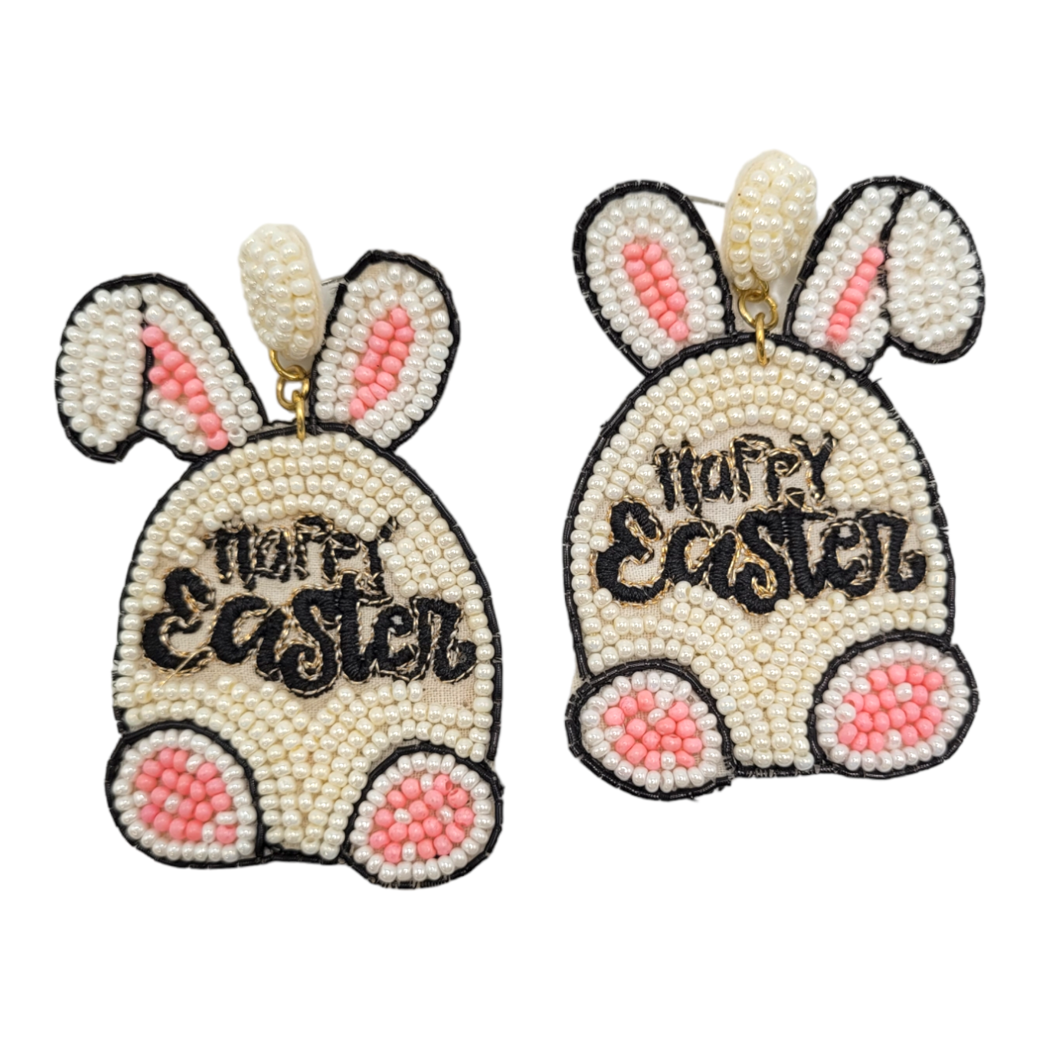 Happy Easter Bunny Bum Beaded Earrings-Earrings-LouisGeorge Boutique-LouisGeorge Boutique, Women’s Fashion Boutique Located in Trussville, Alabama