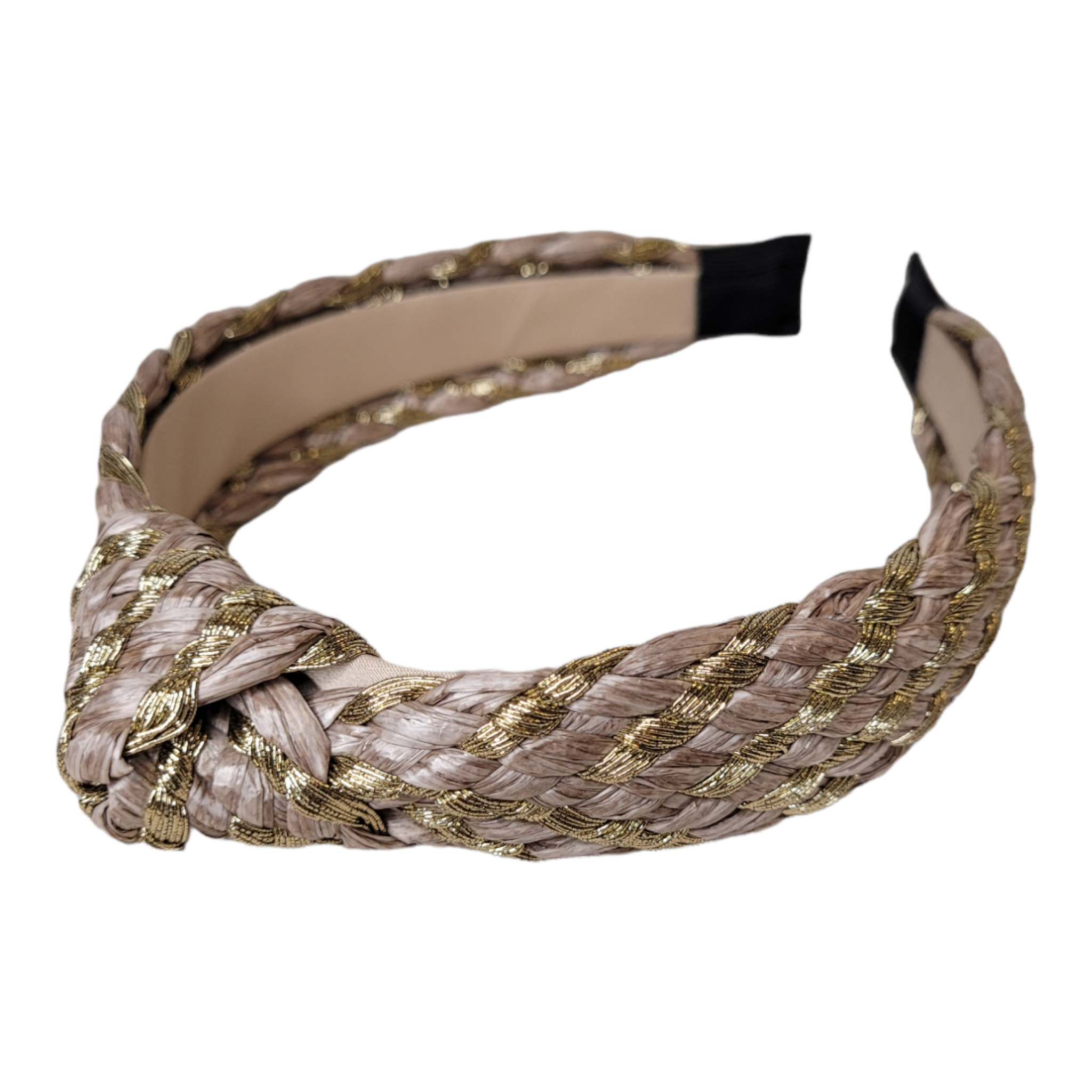 Blush & Gold Raffia Top Knot Headband-Accessories-LouisGeorge Boutique-LouisGeorge Boutique, Women’s Fashion Boutique Located in Trussville, Alabama