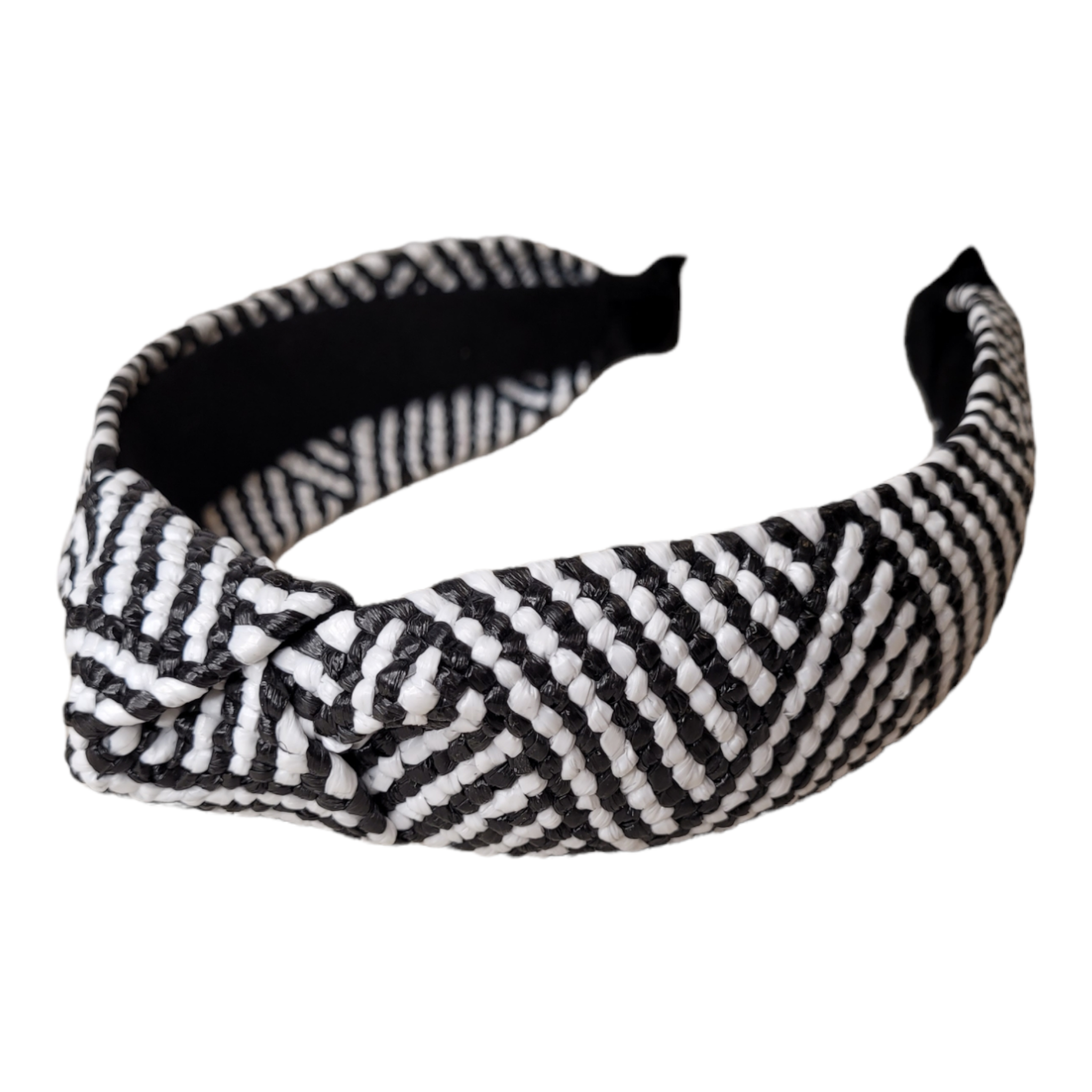 Black & White Raffia Top Knot Headband-Accessories-LouisGeorge Boutique-LouisGeorge Boutique, Women’s Fashion Boutique Located in Trussville, Alabama