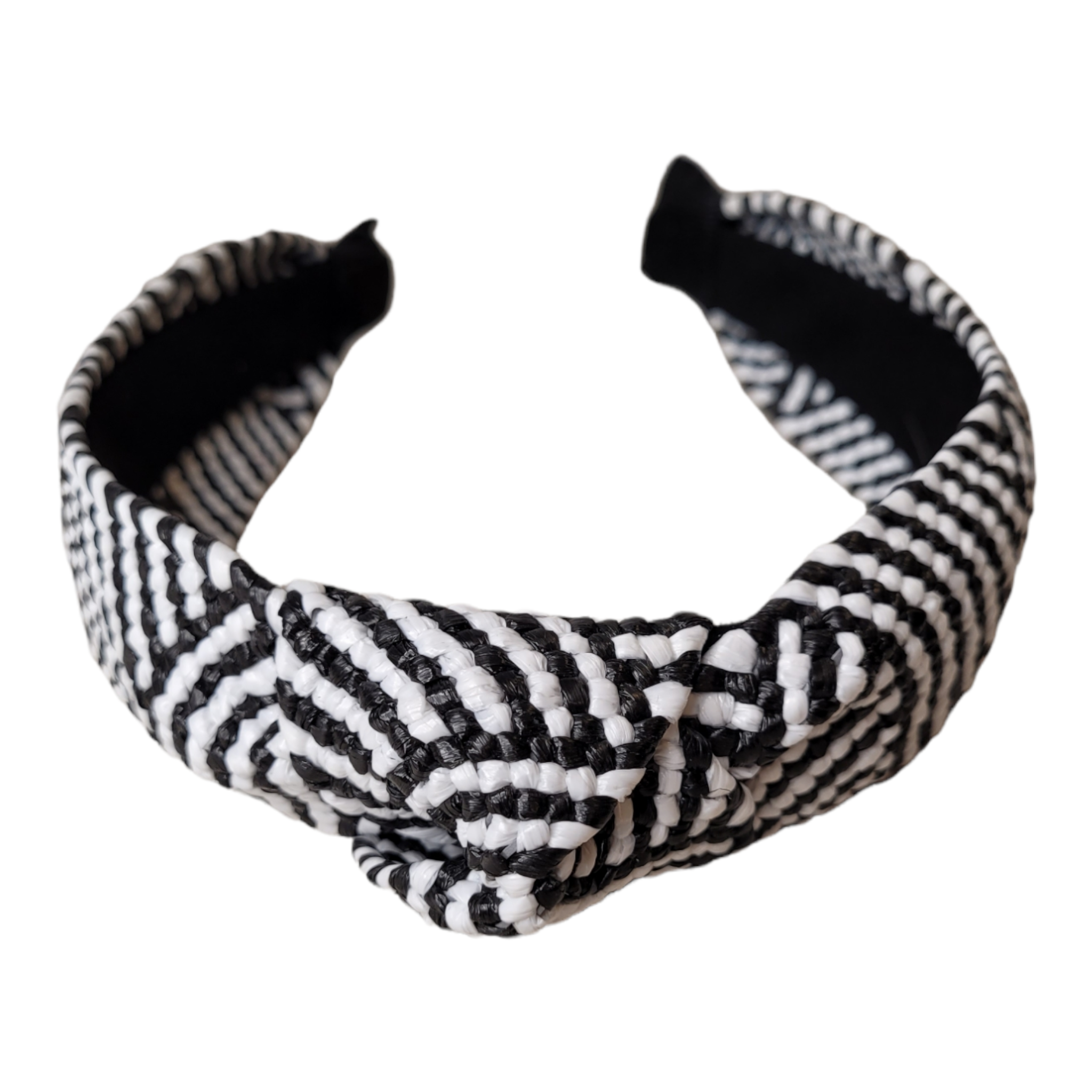 Black & White Raffia Top Knot Headband-Accessories-louisgeorgeboutique-LouisGeorge Boutique, Women’s Fashion Boutique Located in Trussville, Alabama