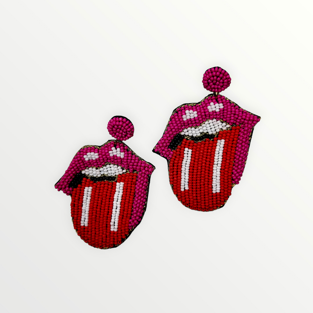 Hot Lips Beaded Earrings-Earrings-louisgeorgeboutique-LouisGeorge Boutique, Women’s Fashion Boutique Located in Trussville, Alabama