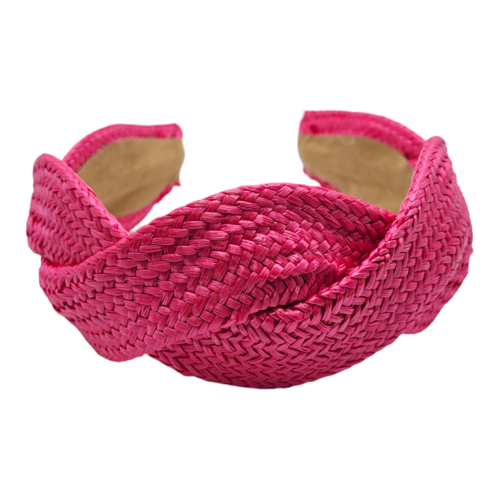 Hot Pink Straw Headband-Accessories-Caroline Hill-LouisGeorge Boutique, Women’s Fashion Boutique Located in Trussville, Alabama