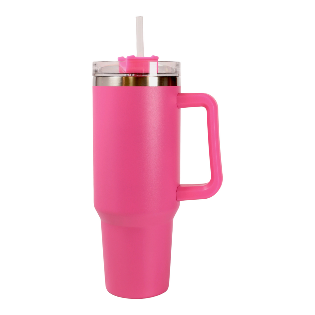 LouisG 40 OZ Travel Tumbler with Handle - Hot Pink-Apparel & Accessories-LouisGeorge Boutique-LouisGeorge Boutique, Women’s Fashion Boutique Located in Trussville, Alabama