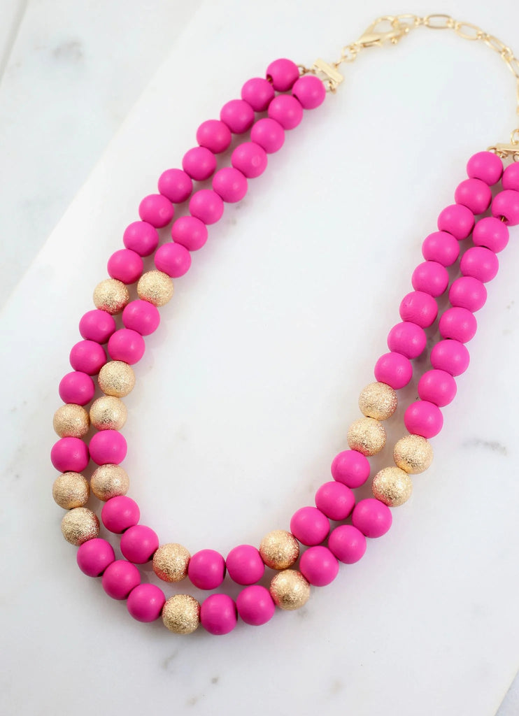 Isabelle Layered Necklace Hot Pink-Necklaces-Caroline Hill-LouisGeorge Boutique, Women’s Fashion Boutique Located in Trussville, Alabama