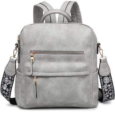Amelia Convertible Backpack with Guitar Strap - Light Grey-Handbags-Jen & Co-LouisGeorge Boutique, Women’s Fashion Boutique Located in Trussville, Alabama