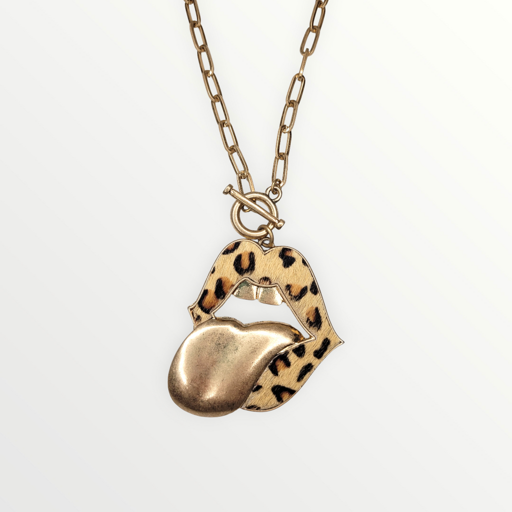 Leopard Lips Necklace-Necklaces-LouisGeorge Boutique-LouisGeorge Boutique, Women’s Fashion Boutique Located in Trussville, Alabama