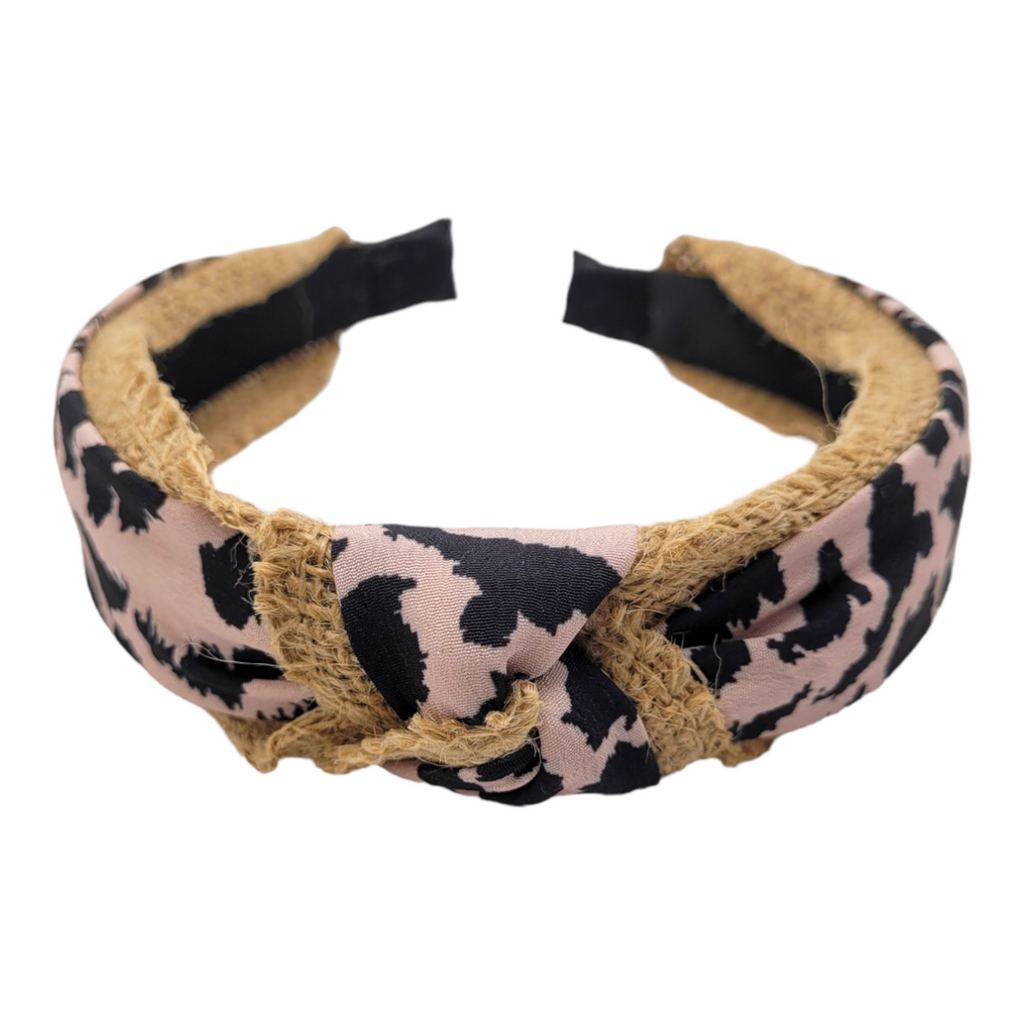 Black & Light Pink Leopard Top Knot Headband-Accessories-louisgeorgeboutique-LouisGeorge Boutique, Women’s Fashion Boutique Located in Trussville, Alabama