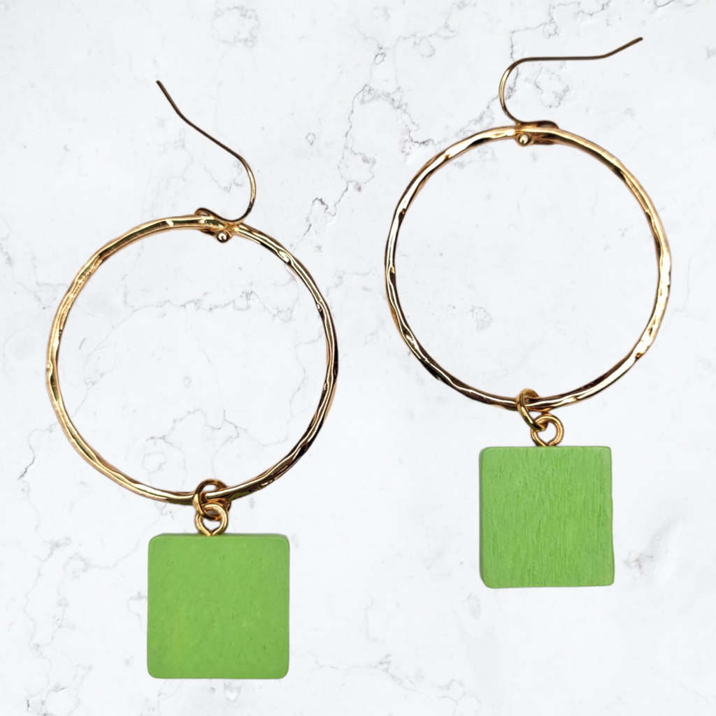 Square Lime Earrings-Earrings-louisgeorgeboutique-LouisGeorge Boutique, Women’s Fashion Boutique Located in Trussville, Alabama