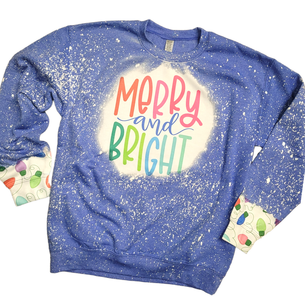 Merry & Bright Sweatshirt w/sleeve detail-LouisGeorge Boutique-LouisGeorge Boutique, Women’s Fashion Boutique Located in Trussville, Alabama