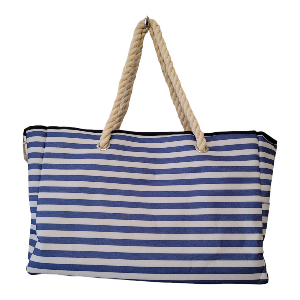 Beach Tote - Nautical Blue & White Stripe-Handbags-louisgeorgeboutique-LouisGeorge Boutique, Women’s Fashion Boutique Located in Trussville, Alabama