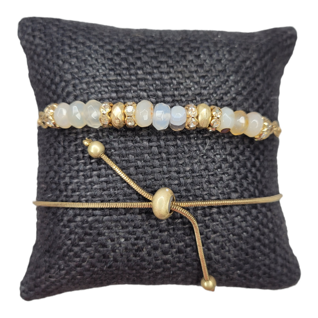 Lana Gold & Neutral Beaded Pull Tie Bracelet-Bracelets-louisgeorgeboutique-LouisGeorge Boutique, Women’s Fashion Boutique Located in Trussville, Alabama