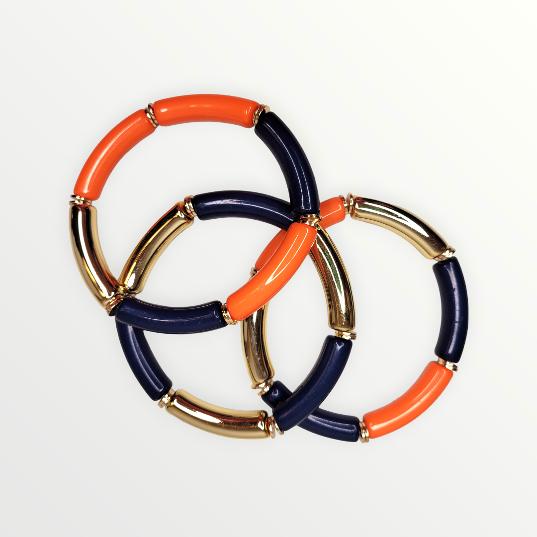 Orange & Blue Tube Bracelet Set-Bracelets-louisgeorgeboutique-LouisGeorge Boutique, Women’s Fashion Boutique Located in Trussville, Alabama