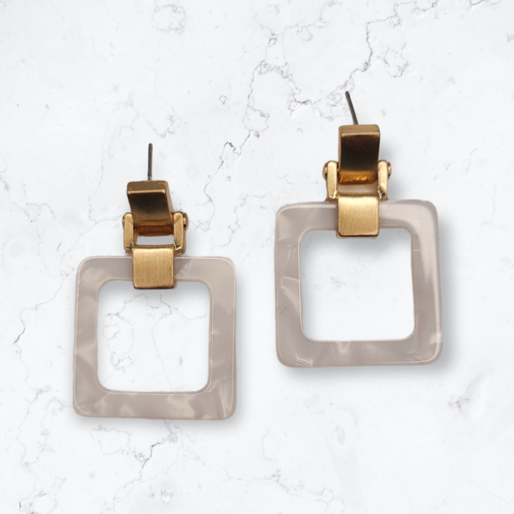 Pearl White Square Acrylic Earrings-Earrings-LouisGeorge Boutique-LouisGeorge Boutique, Women’s Fashion Boutique Located in Trussville, Alabama