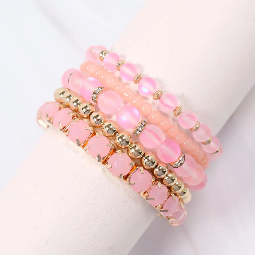 Lucielle Opal Bracelet Set Pink-Bracelets-Caroline Hill-LouisGeorge Boutique, Women’s Fashion Boutique Located in Trussville, Alabama