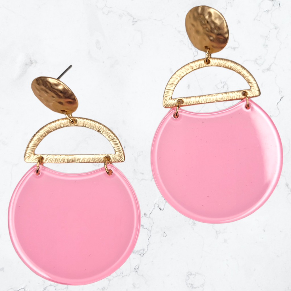Pink & Gold Geo Earrings-Earrings-louisgeorgeboutique-LouisGeorge Boutique, Women’s Fashion Boutique Located in Trussville, Alabama