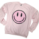 Happy Face Leopard Soft Pink Fleece Sweatshirt-Apparel-LouisGeorge Boutique-LouisGeorge Boutique, Women’s Fashion Boutique Located in Trussville, Alabama