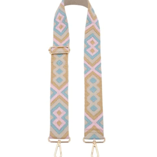 Pink & Teal Bohemian Print Adjustable Guitar Strap-Handbags-Jen & Co-LouisGeorge Boutique, Women’s Fashion Boutique Located in Trussville, Alabama