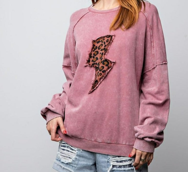 Speed of Light Crewneck Pullover PLUS - Faded Plum-Apparel-Easel-LouisGeorge Boutique, Women’s Fashion Boutique Located in Trussville, Alabama