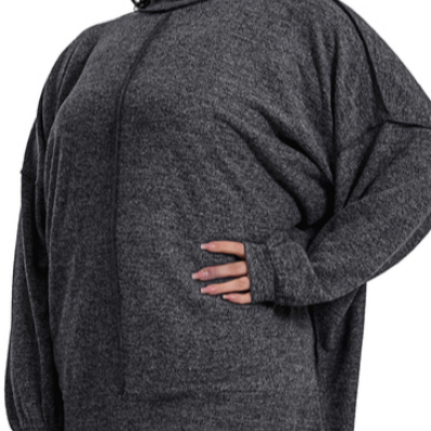 Brushed Melange Hacci Mock Neck Sweater - Plus/Regular - Black-Apparel-LouisGeorge Boutique-LouisGeorge Boutique, Women’s Fashion Boutique Located in Trussville, Alabama