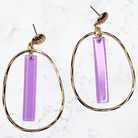 Gold & Purple Oval Bar Earrings-Earrings-louisgeorgeboutique-LouisGeorge Boutique, Women’s Fashion Boutique Located in Trussville, Alabama