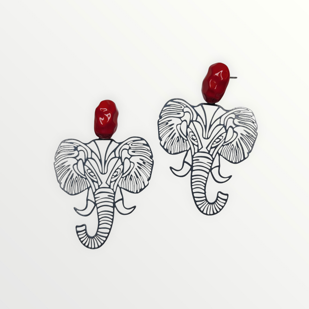 Red & Grey Elephant Earrings-Earrings-LouisGeorge Boutique-LouisGeorge Boutique, Women’s Fashion Boutique Located in Trussville, Alabama
