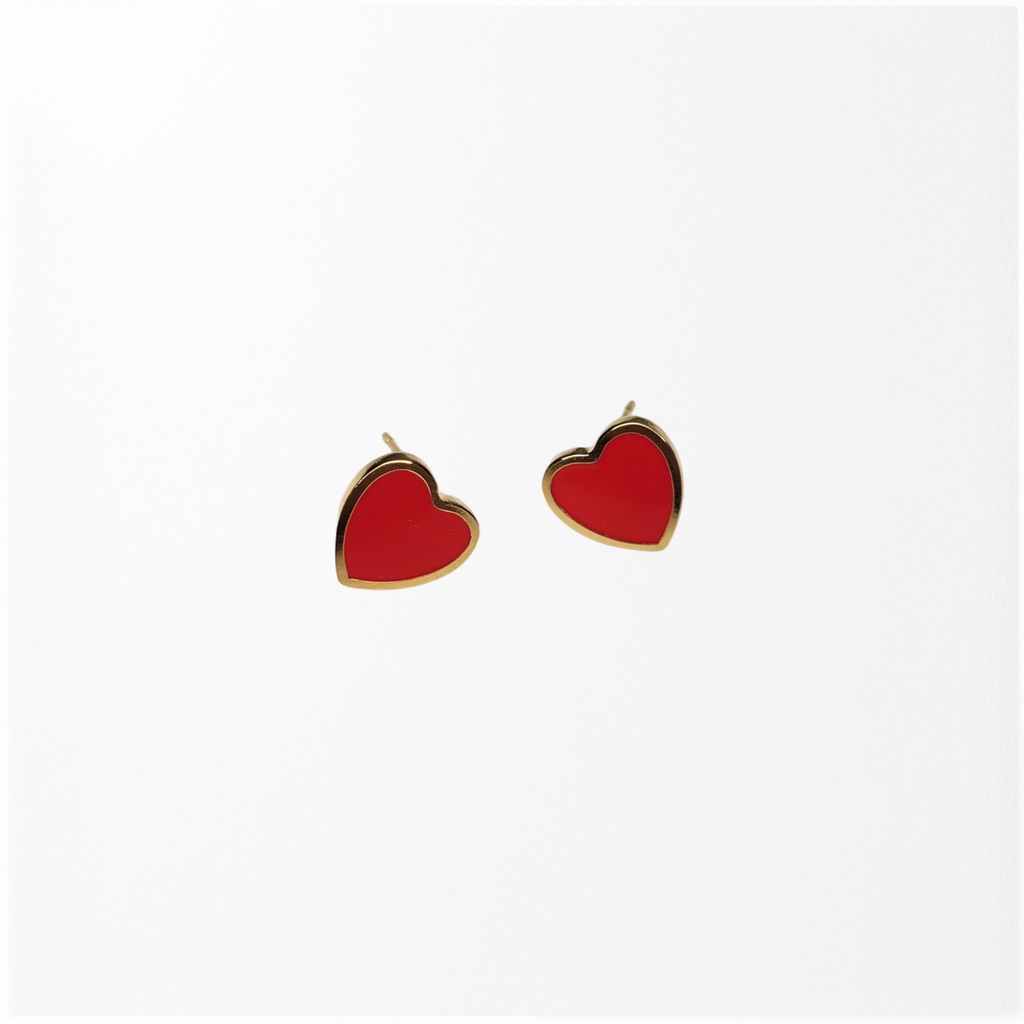 Gold Dipped Mini Red Heart Studs-Earrings-LouisGeorge Boutique-LouisGeorge Boutique, Women’s Fashion Boutique Located in Trussville, Alabama