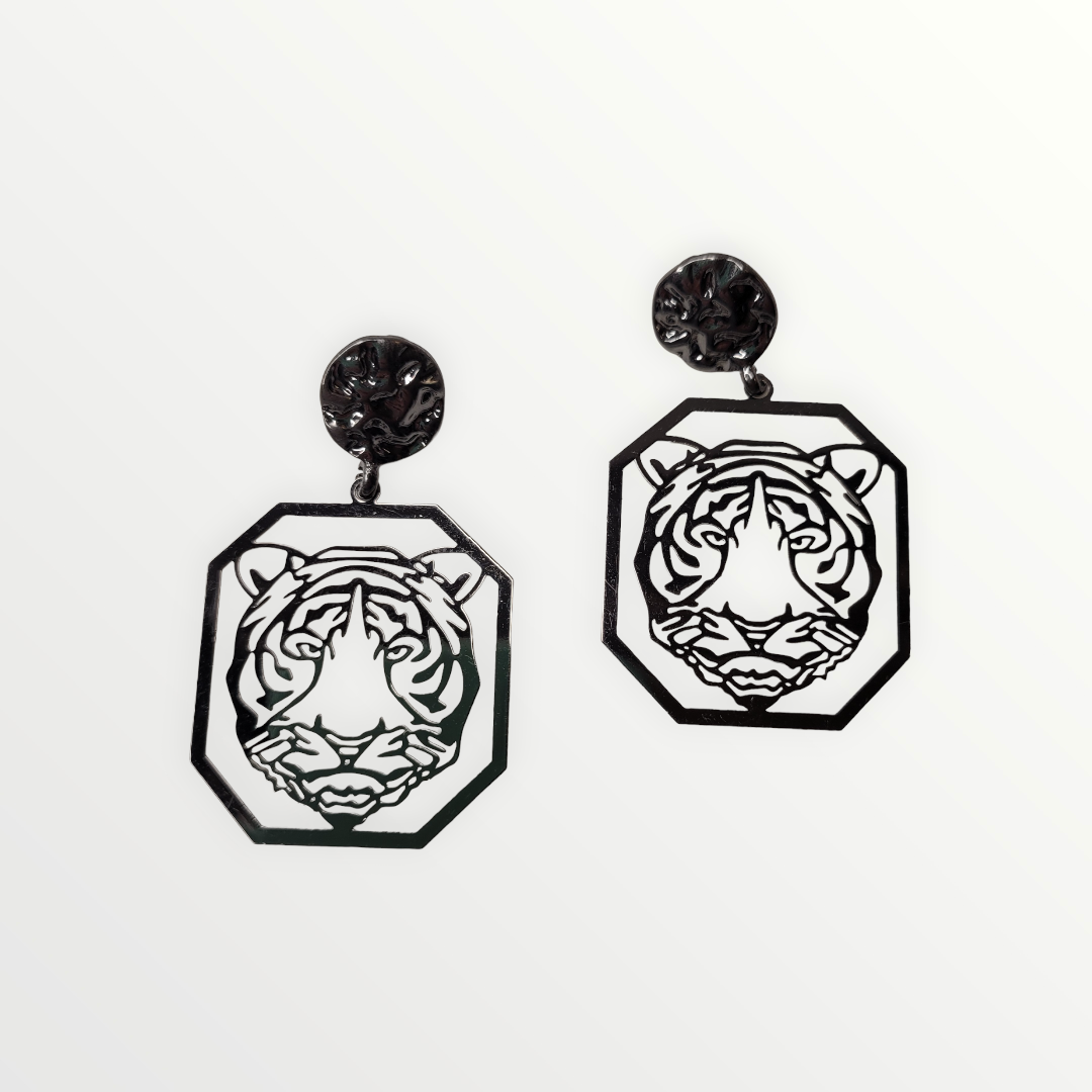 Hematite Tiger Earrings-Earrings-LouisGeorge Boutique-LouisGeorge Boutique, Women’s Fashion Boutique Located in Trussville, Alabama