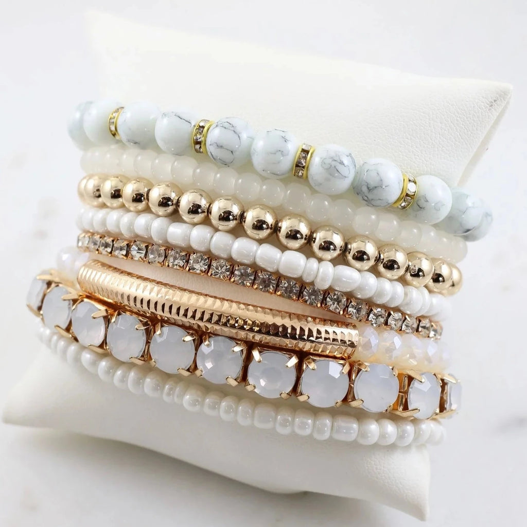 Rosemont Bracelet Set White-Bracelets-Caroline Hill-LouisGeorge Boutique, Women’s Fashion Boutique Located in Trussville, Alabama