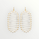 White & Gold Raffia Hexagon Earrings-Earrings-LouisGeorge Boutique-LouisGeorge Boutique, Women’s Fashion Boutique Located in Trussville, Alabama