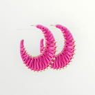 Fuchsia Raffia Hoops-Earrings-LouisGeorge Boutique-LouisGeorge Boutique, Women’s Fashion Boutique Located in Trussville, Alabama