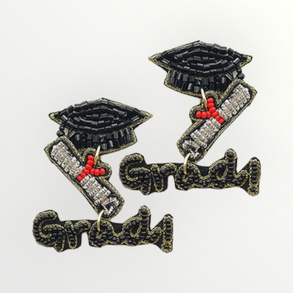 Graduation Cap & Diploma Beaded Earrings-Earrings-LouisGeorge Boutique-LouisGeorge Boutique, Women’s Fashion Boutique Located in Trussville, Alabama