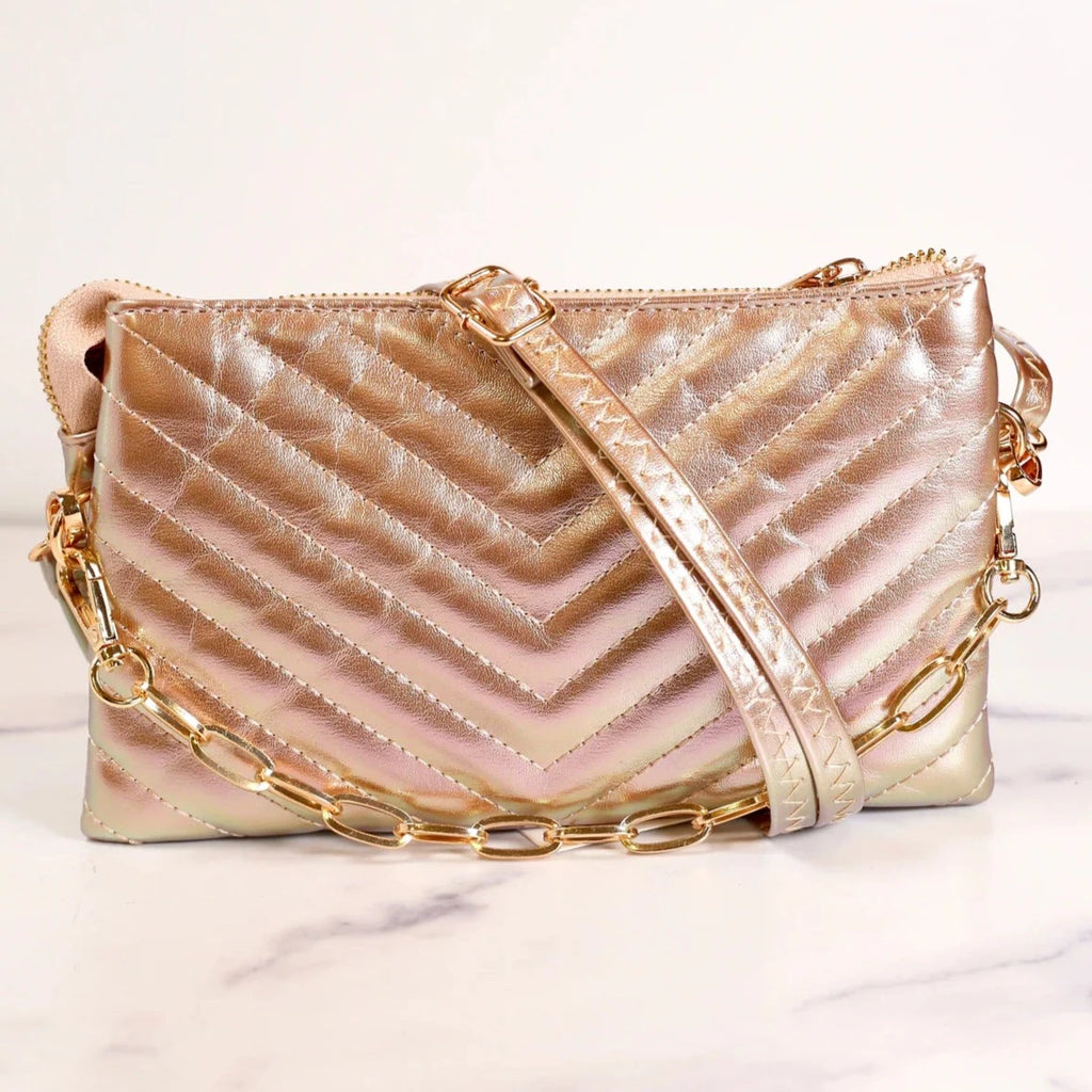 Sherman Gold Opal Quilted Crossbody-Handbags-Caroline Hill-LouisGeorge Boutique, Women’s Fashion Boutique Located in Trussville, Alabama