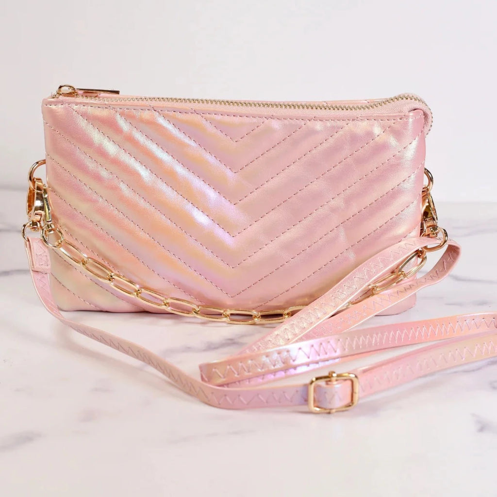 Sherman Pink Opal Quilted Crossbody-Handbags-Caroline Hill-LouisGeorge Boutique, Women’s Fashion Boutique Located in Trussville, Alabama
