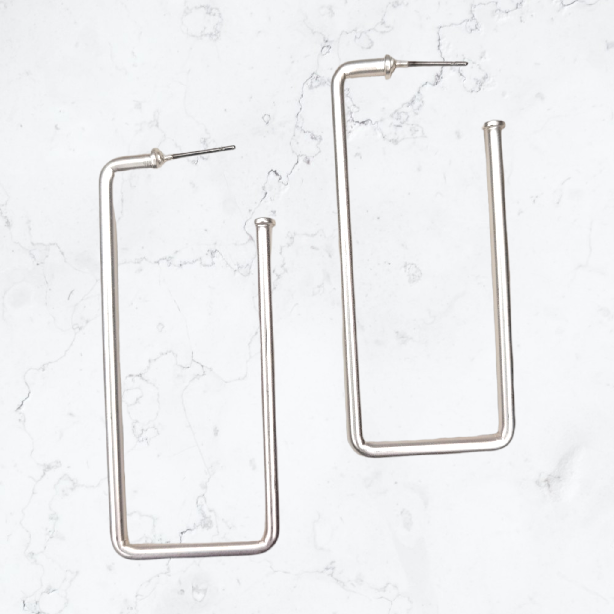 Silver Rectangle Hoops-Earrings-louisgeorgeboutique-LouisGeorge Boutique, Women’s Fashion Boutique Located in Trussville, Alabama