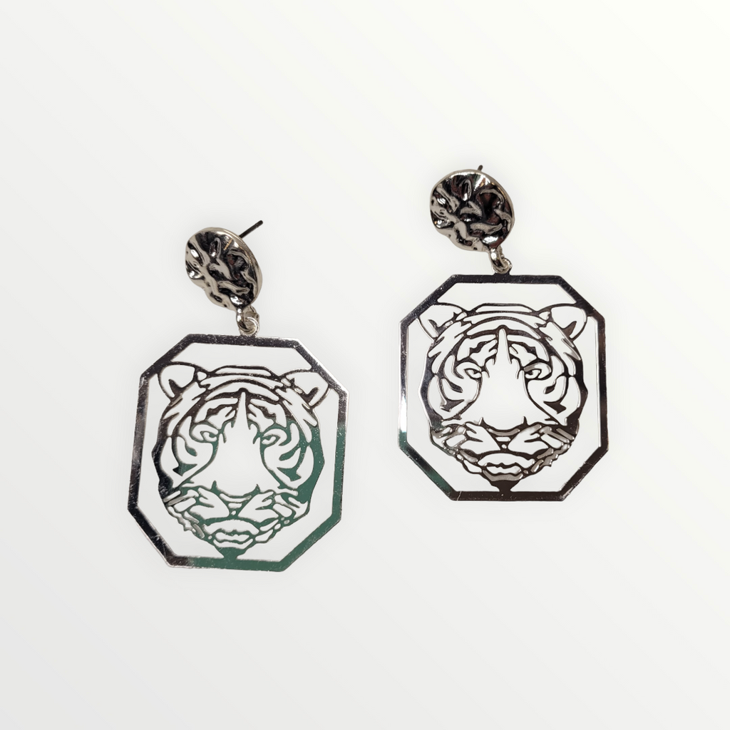 Silver Tiger Earrings-Earrings-LouisGeorge Boutique-LouisGeorge Boutique, Women’s Fashion Boutique Located in Trussville, Alabama