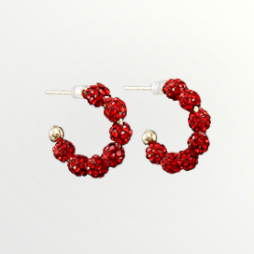 Red Glitter Mini Hoops-Earrings-LouisGeorge Boutique-LouisGeorge Boutique, Women’s Fashion Boutique Located in Trussville, Alabama