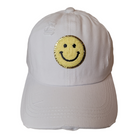 Smiley Baseball Cap with Pony Crisscross - White-Accessories-louisgeorgeboutique-LouisGeorge Boutique, Women’s Fashion Boutique Located in Trussville, Alabama